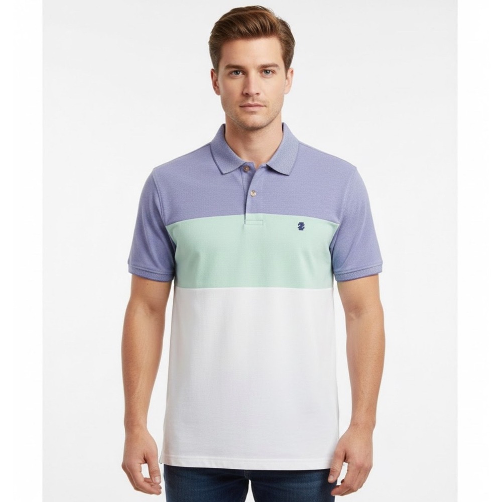 IZOD Advantage Performance Stretch Colorblock Golf Polo Shirt Men's XL Blue